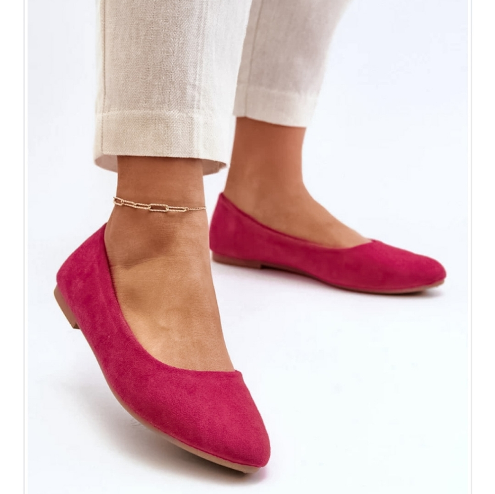 New Womens Slip-On Faux Suede  Jemma Ballet Comfort Loafer Flats - Geranium Pink